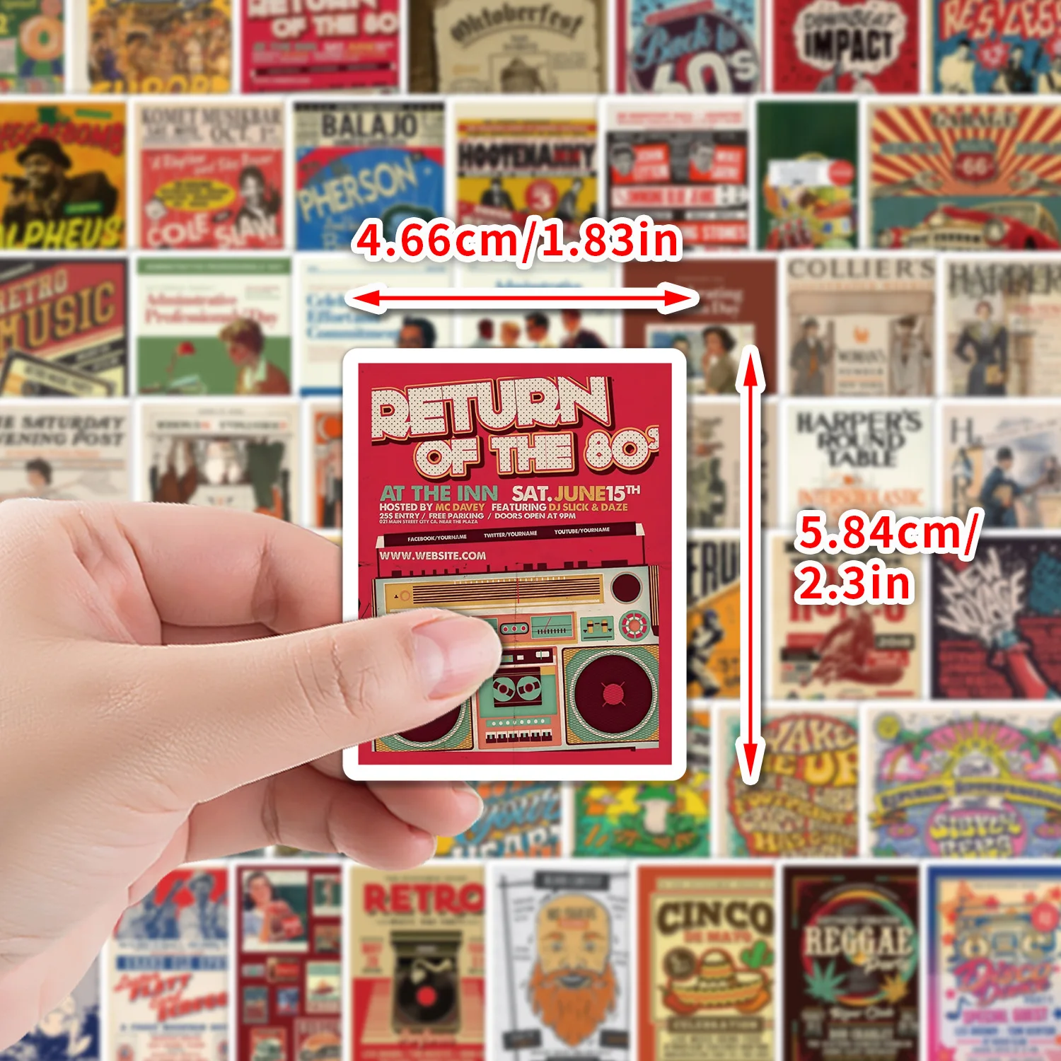 50 pezzi adesivi per poster retrò impermeabili in stile americano decorazione fai da te notebook mobile chitarra valigia tazza d'acqua giocattoli graffiti