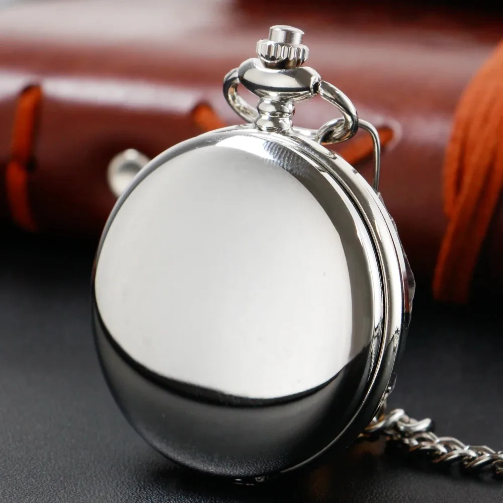 Vintage Smooth Quartz Pocket Watch Necklace Steampunk Men's Women Exquisite Pendant Clock Chain Reloj De Bolsillo