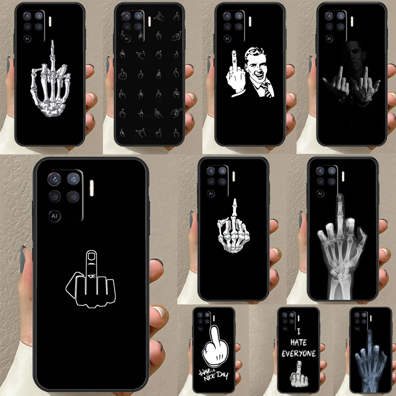 Middle Finger Case For OPPO A96 A76 A16 A94 A74 A54 A53 A57 S A15 A52 A72 A93 A5 A9 A31 A17 A77 A78 Coque