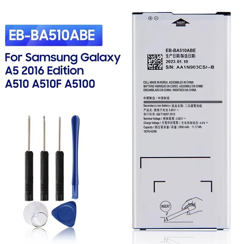 NEW Replacement Battery EB-BA510ABE For Samsung Galaxy A5 2016 Edition A510 A510F A5100 A510M A510M/DS 2900mAh