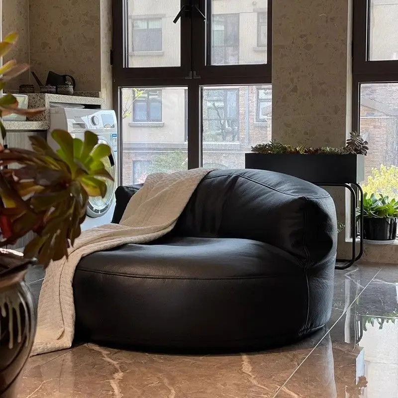 ขี้เกียจโซฟาห้องนั่งเล่นโซฟาเดี่ยวโซฟาออกแบบโมเดิร์นสําหรับ 1 คนนอน Beanbag Tatami หนาหนังเฟอร์นิเจอร์บ้าน