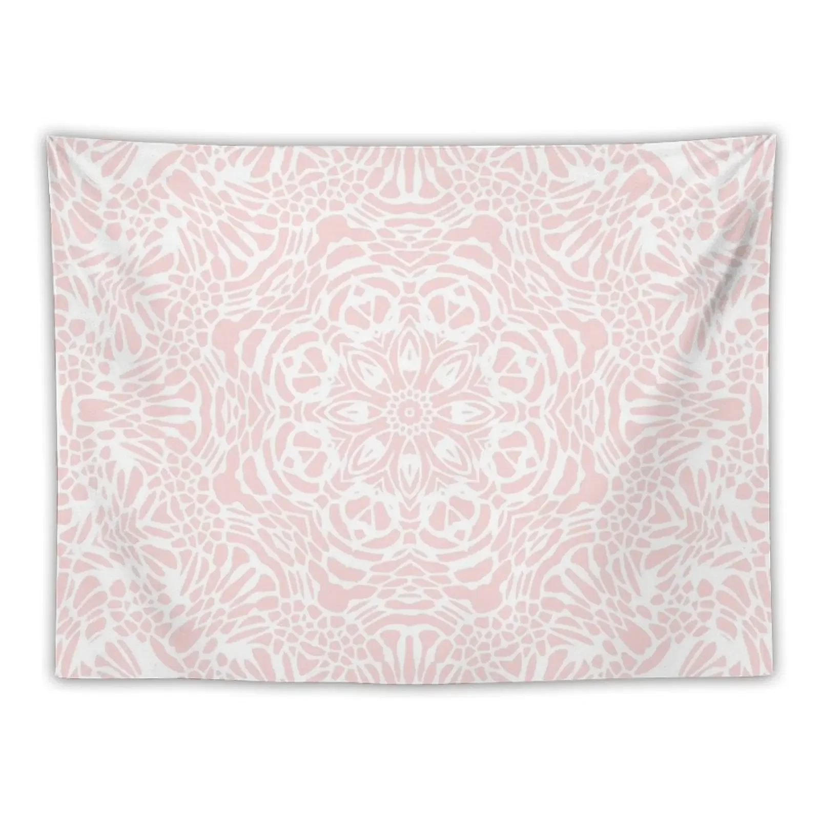 

Blush Pink and White Mandala Tapestry Cute Decor Wallpaper Hanging Wall Room Decor Korean Style Tapestry