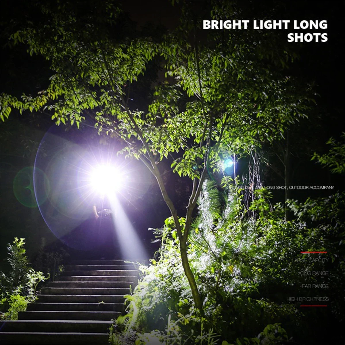 LED Flashlights High Strong Power Tactical Emergency Spotlights Built-in Battery Telescopic Zoom USB Rechargeable Camping Torch