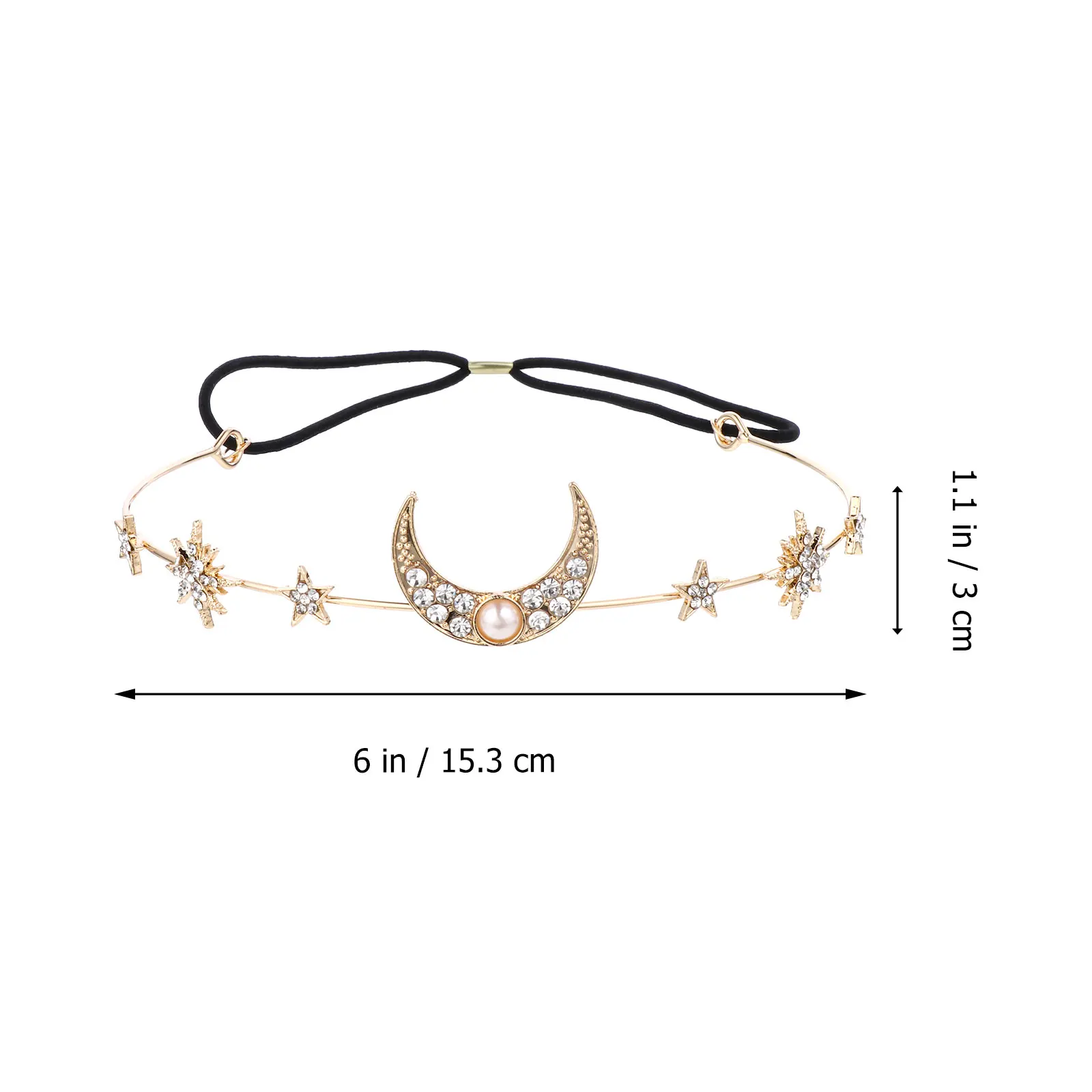 

2Pcs Pearl Rhinestone Headband Moon Stars Hair Band Wedding Headwear Bridal Hair Jewelry Crystal Tiaras Crystal Headdress