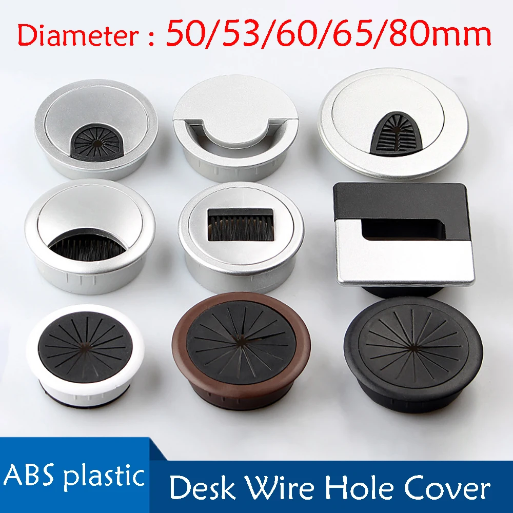 1-10Pcs 50/53/60/65/80mm Desk Wire Hole Cover ABS Plastic Round Cable Box Computer Hole Table Line Hole Cover Decorative