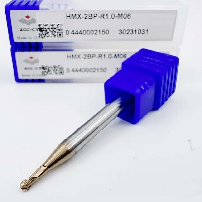 HMX-2BP-R1.0-M06 ZCC.CT HMX-2BP Two edge straight shank long neck short edge ball end mill 2 Flutes Ball Nose End Mill End Mills