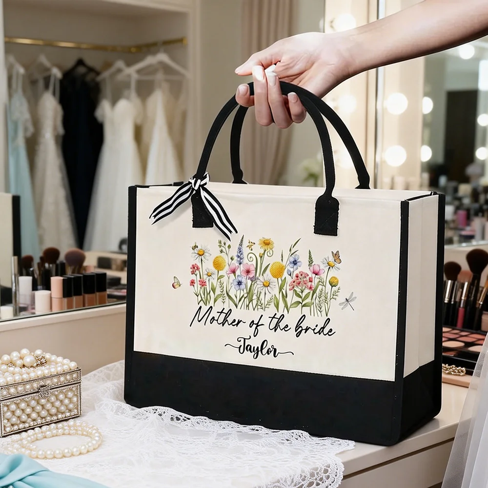 Bolsa de lona personalizada para la madre de la novia, bolsa de lona para la madre del novio, regalo de boda pensado para la madre de la novia/madrina, elegante para novias.