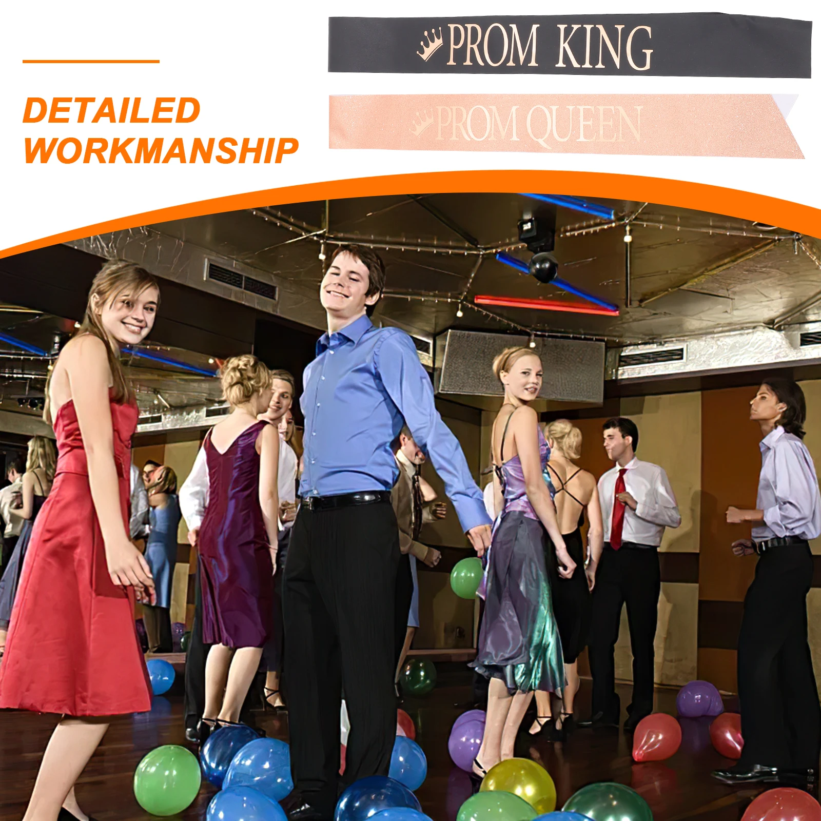 

2pcs King Prom Queen Sashes Cloth Material Adjustable Letter For Graduation Party Prom Decor Graduation Sash Party