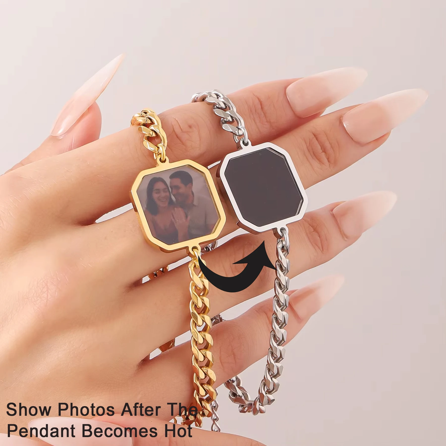 

Personalized Thermal Transfer Photo Bracelet For Couple Customized Bracelet With Hidden Picture Christmas Valentine's Day Gifts