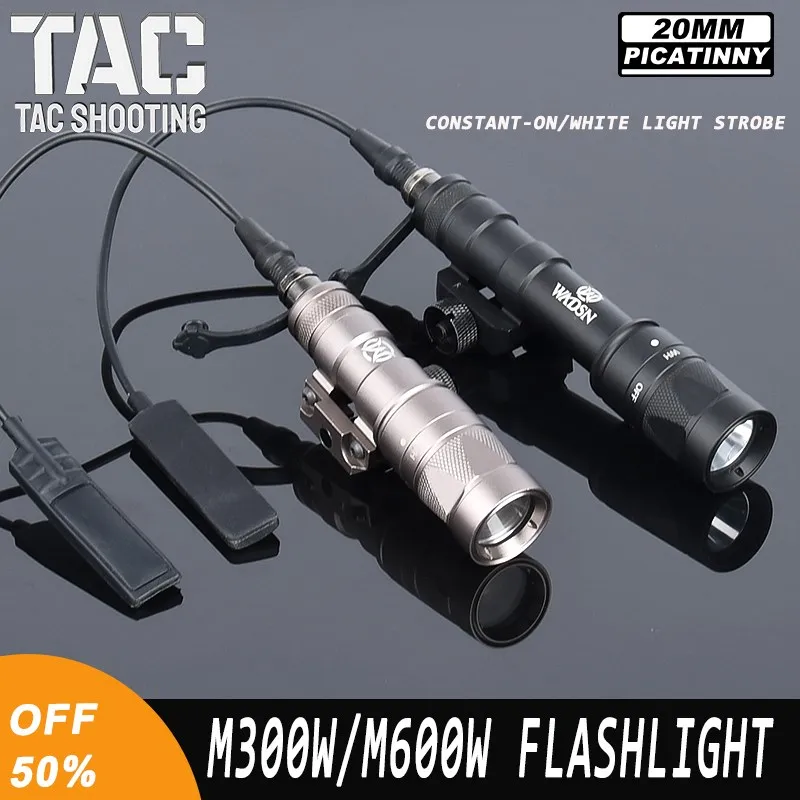 

WADSN M600 M600W Tactical Flashlight M300W Spotlight M600w High Power Strobe Outdoor Airsoft Hunting Scout Light Fit 20MM Rail