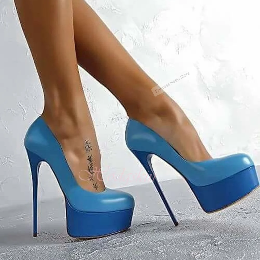 

Mixed Colors Platform Pumps Women Sexy Shoes Shallow Thin High Heels Round Toe Slip On Summer Party Pumps Casual Designer Shoes