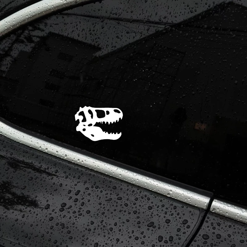 

1 шт. виниловая наклейка с черепом динозавра-белая водонепроницаемая самоклеящаяся наклейка для декора окна автомобиля и ноутбука
