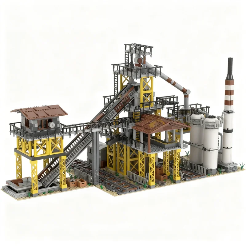 2902pcs MOC Train Supplemental Blast Furnace Model Christmas Gift Decorative Creative DIY Assembly Kit Art Craft