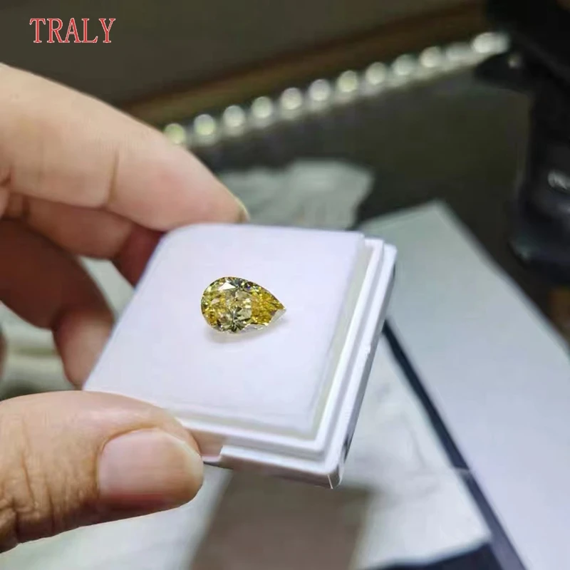 

Yellow Colour Moissanite Loose Stone Pear Cut PE Lab Grown 1CT- 6CT Beads Pass the Diamond Teste with GRA Certificate Jewelry