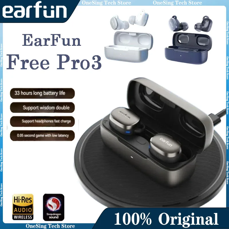 سماعة أذن لاسلكية من EarFun Free Pro3 لتقليل الضوضاء وعمر بطارية طويل مقاوم للماء سماعات أذن رياضية محمولة مع ميكروفون مخصص