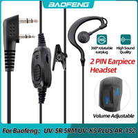 Baofeng Volume Adjustable K-Plug Earpiece with PTT Mic Headphone Walkie Talkie Headset For UV-5R UV-21 Two Way Radio Earphone