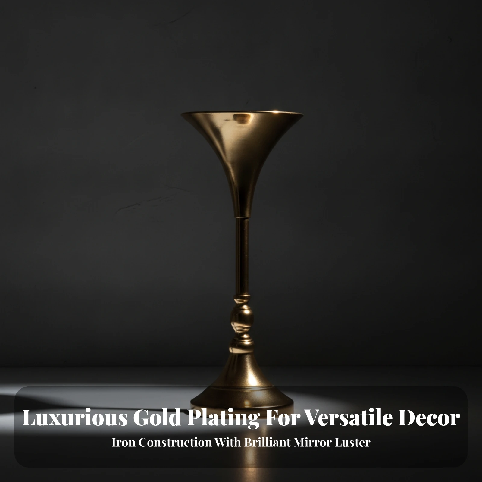 Iron Vase with Pedestal Base Gold-Finished Pedestal Vase Flower Holder Elegant Indoor for Wedding Planners, Weddings, Receptions