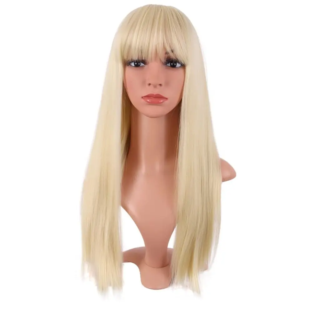 

24 Inch Long Straight Synthetic Heat Resistant Wig - Mixed Blonde for Cosplay and Parties