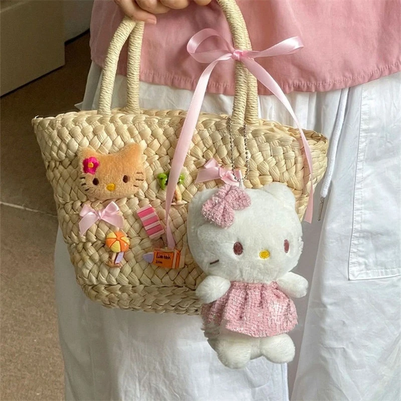 Plushies Sanrio Keychain Kawaii Hello Kitty Bag Pendant Creative Love Buckle Bag Pendant Phone Hanging Keyring Accessories Gifts