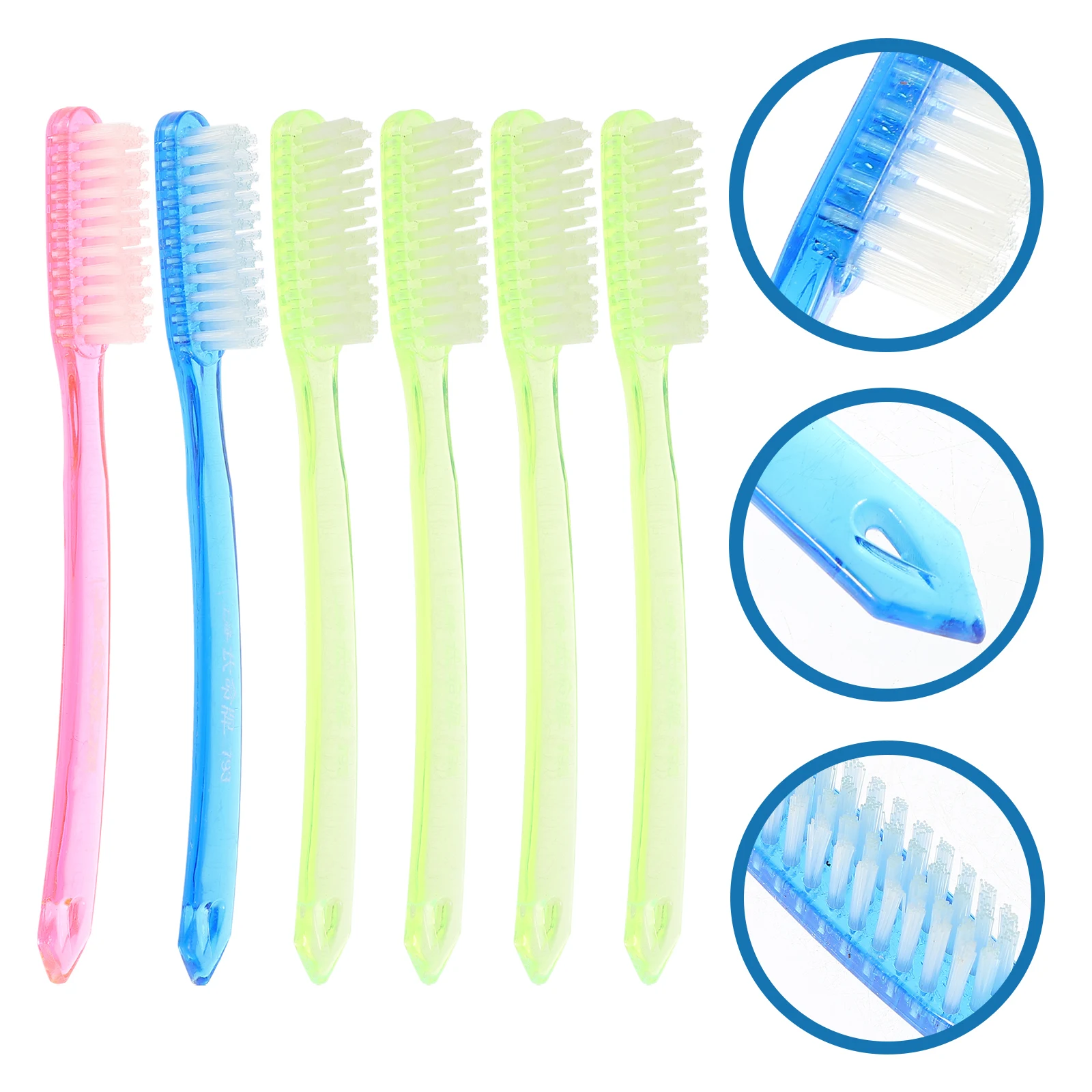 

6pcs Super Hard Bristles Toothbrush Adult Premium Material Safe Sanitary Daily Travel Whitening Cleaning Stain Removal