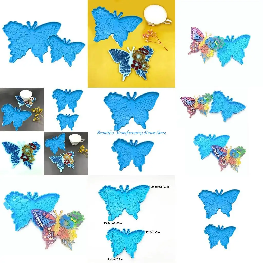 

E56A 2 Pcs Diy Crystal Tea Tray Coffee Molds Epoxy Resin Placemat Mold Suitable for Home Decoration Table Wine Tray