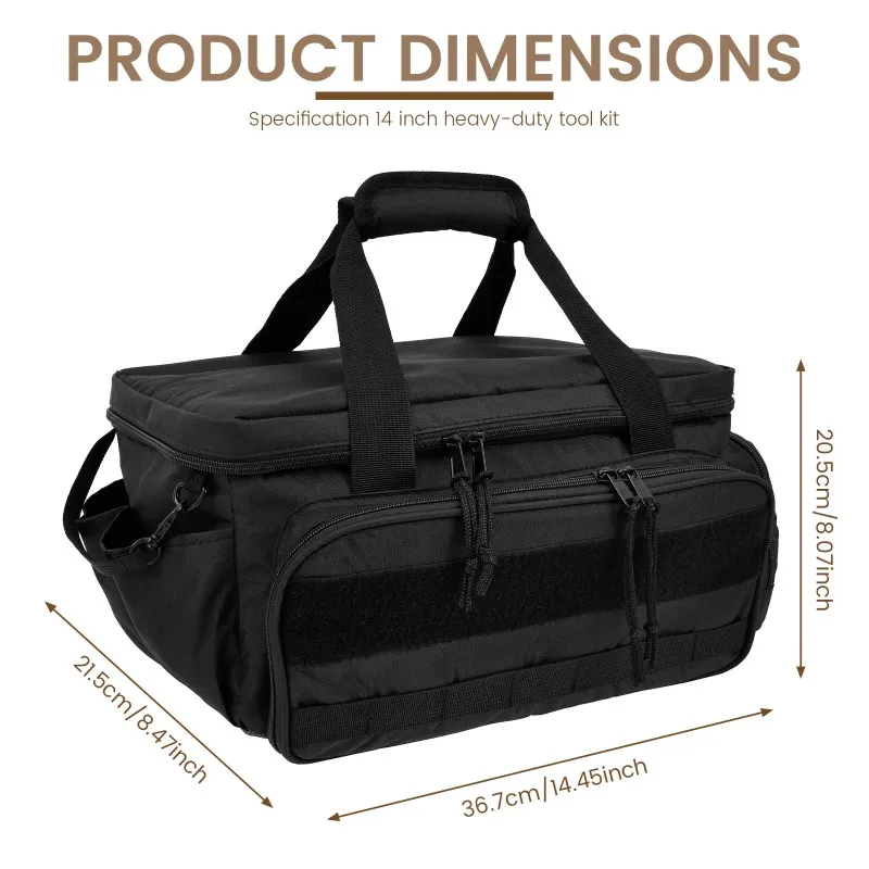 14Inch Multifunctional Tool Bag Thickened Large Capacity Waterproofed Wear-Resistant with Multi Pocket for Repairmen Electrician