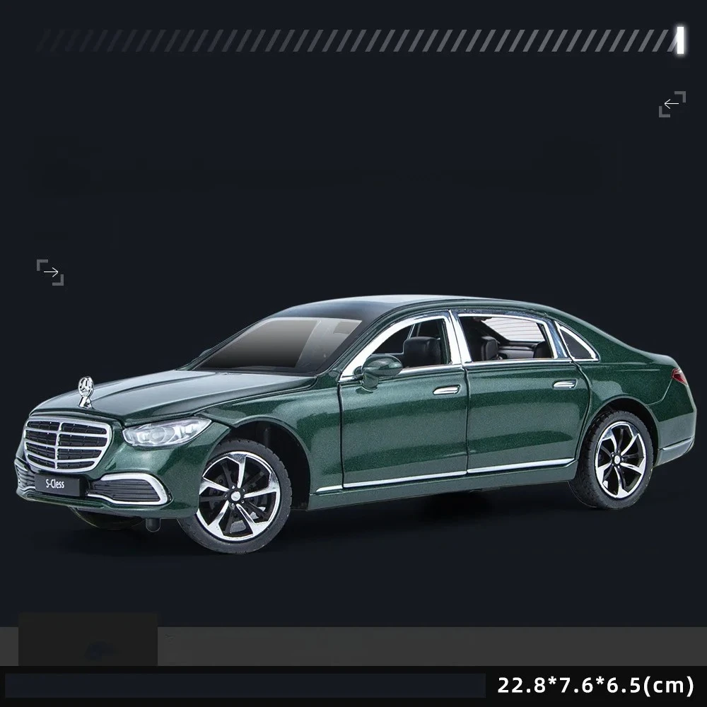 1:24 Sクラス S400L スケール車両 メタルモデル ダイキャストカー ライト＆サウンド付き プルバック式 おもちゃ コレクション 男の子向けギフト ダイキャスト