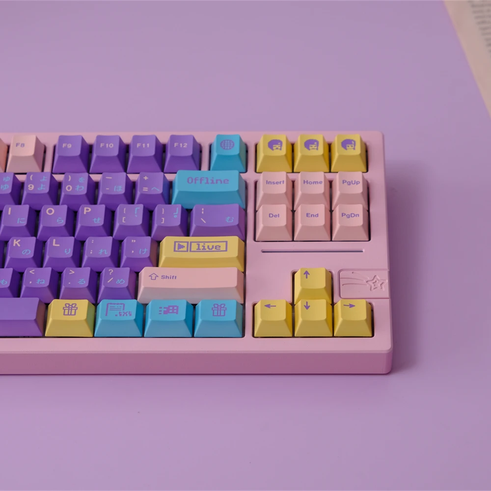Imagem -03 - Pbt Keycaps para Teclado Mecânico Perfil Cereja Roxo Candy Pixels Dye-sub 150 Chaves Dividir Ansi Grande Grupo A75