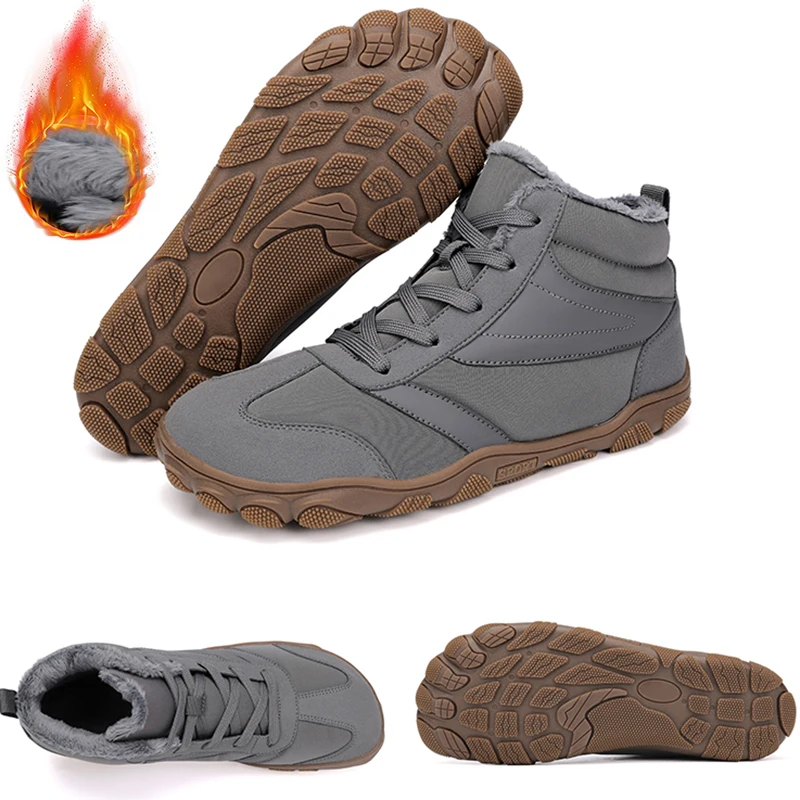 Winter Snow Boots Men's Warm Fleece Cotton Boots Outdoor Hiking Shoes Waterproof Cold-Proof Warm Lined Outdoor Travel Boots