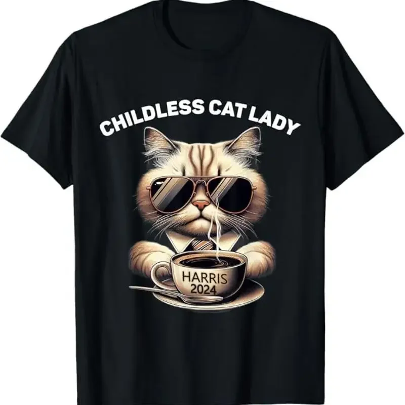 Childless Cat Lady Vintage Coffee Kamala 2024 T Shirt