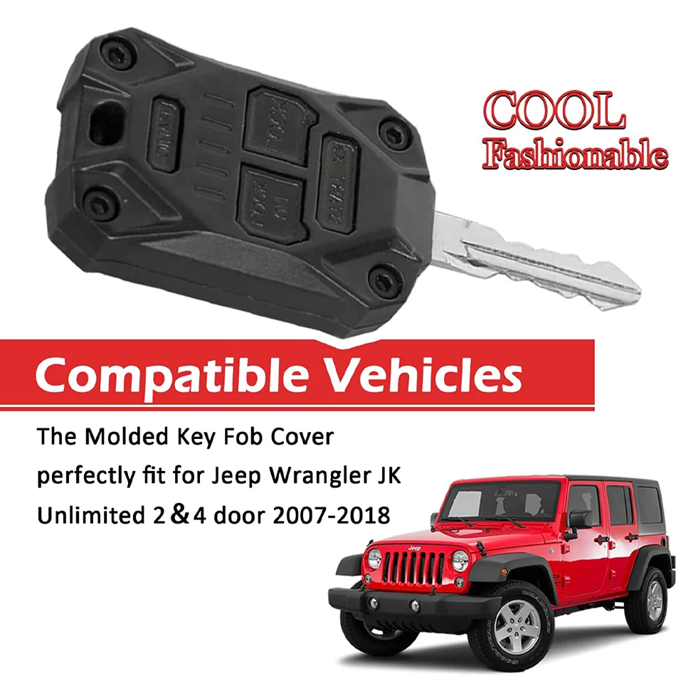 TML Automotive Key Fob Cover Case, Key Fob Protector, Durable Injection Molded Key Fob Cover For 2007-2018 Jeep Wrangler JK