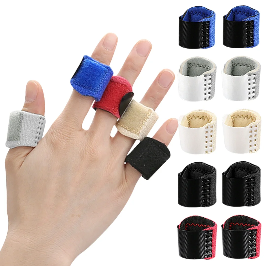 5pcs Adjustable Finger Fixing Strap with Aluminum Strip Trigger Finger Splint Brace Protector Finger Guard Sleeve for Support