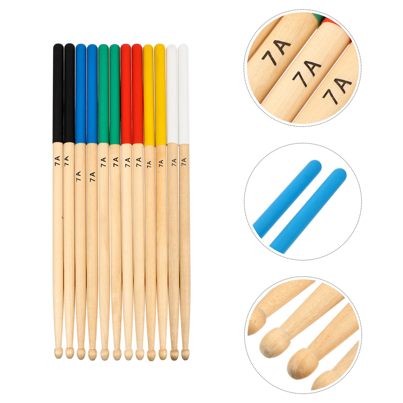 

6 Pairs Anti Slip Drumsticks Wood Drum Sticks Light Percussion Instrument Accessory Ideal Practice Performances Eco Friendly Non