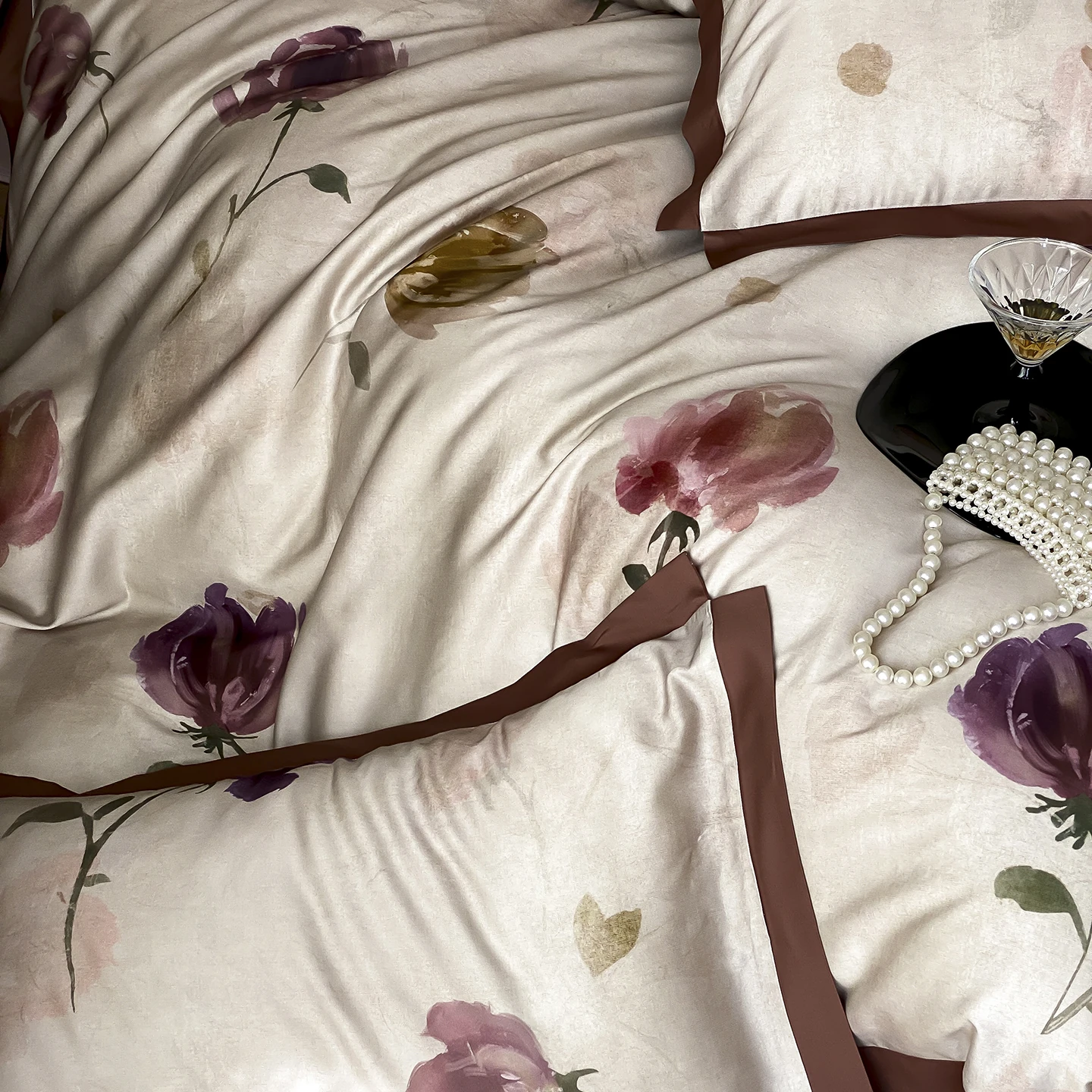 800TC Lyocell Cotton Digital Printing Flowers Prints Luxury Bedding Set Duvet Cover Set Flat/Fitted Bed Sheet Pillowcases 4Pcs