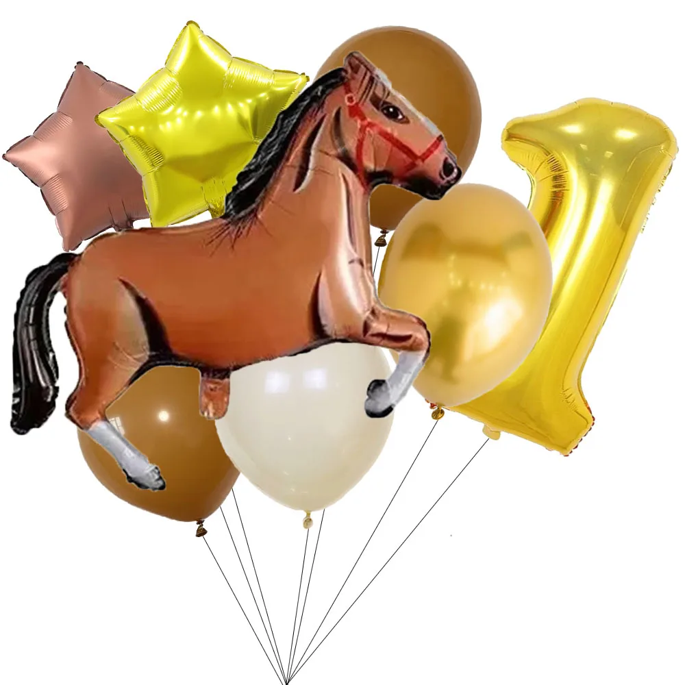 8 pce Balloon kits Horse Shaped Balloon Aluminum Foil Horse Balloon Horse Themed Decor for Birthday Baby Shower Cowboy Party