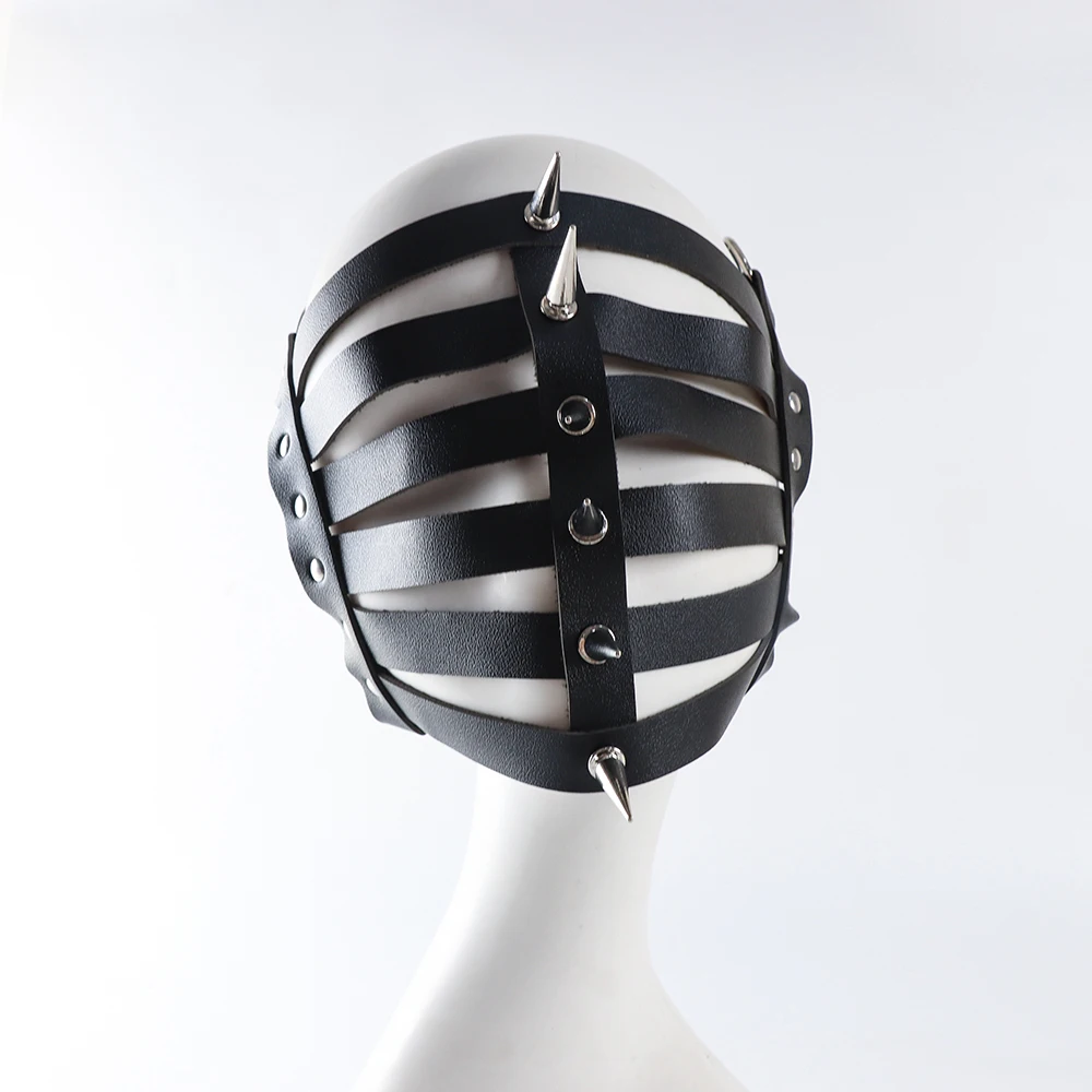 Spike prego punk máscaras de couro do plutônio meia face oco máscara cosplay animail traje de halloween acessório adulto jogo masquerade festas
