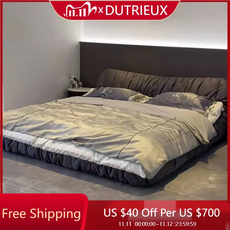 

Aesthetics Confortable Bed Minimalist Apartment Master Bedroom Soft Tatami Bed Home Light Luxury Fashionable Lit Beds Furniture