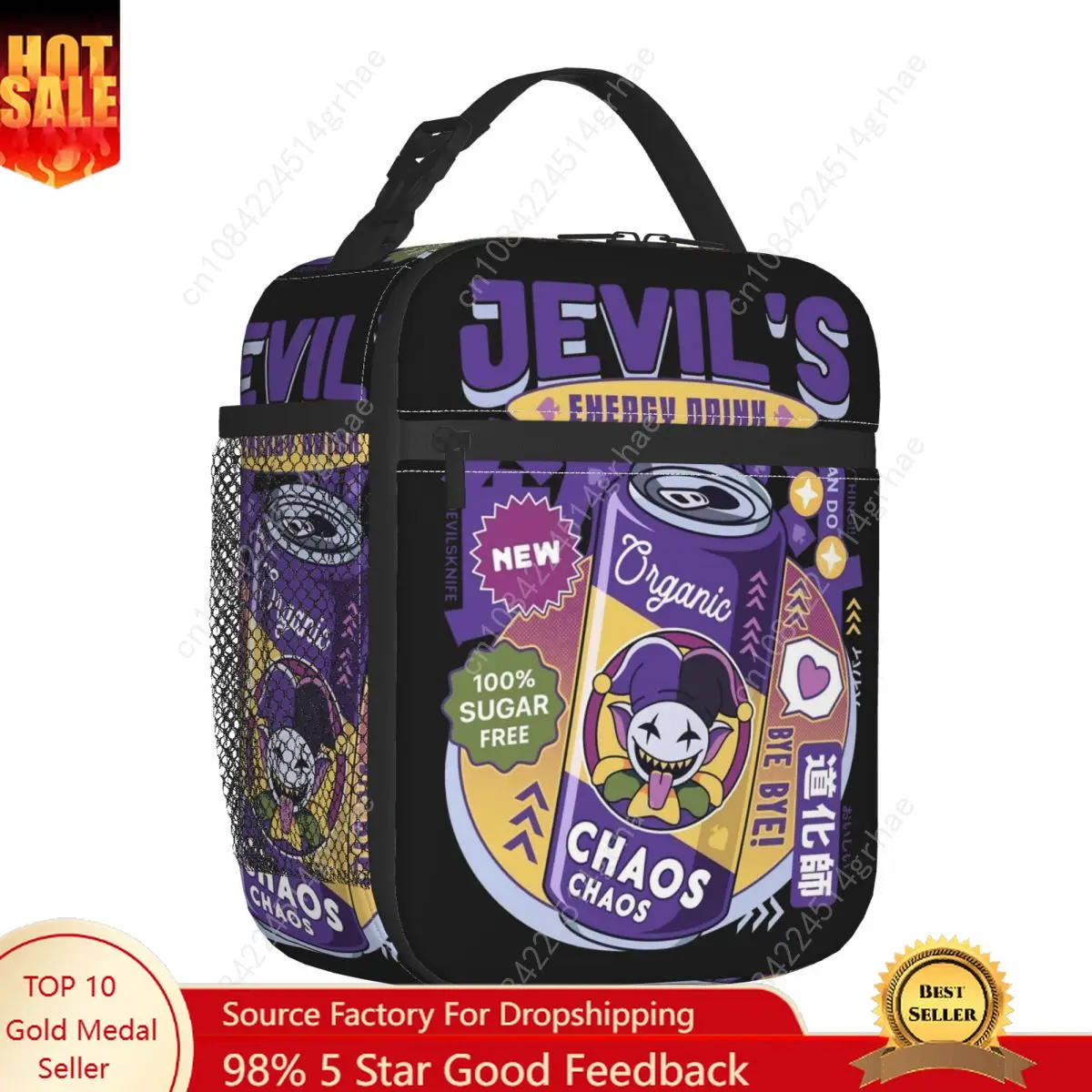 Insulated Lunch Tote Bag Deltarune Jevil Energy Drink Accessories Food Box Unique Design Cooler Thermal Lunch Box For School
