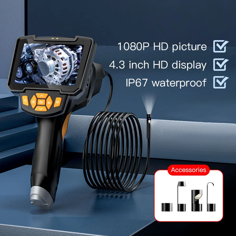 

8MM HD 1080P 4.3Inch IPS Rigid Waterproof Sewer Pipe Borescope Automotive Video Inspect Repair Tools Industrial Endoscope Camera