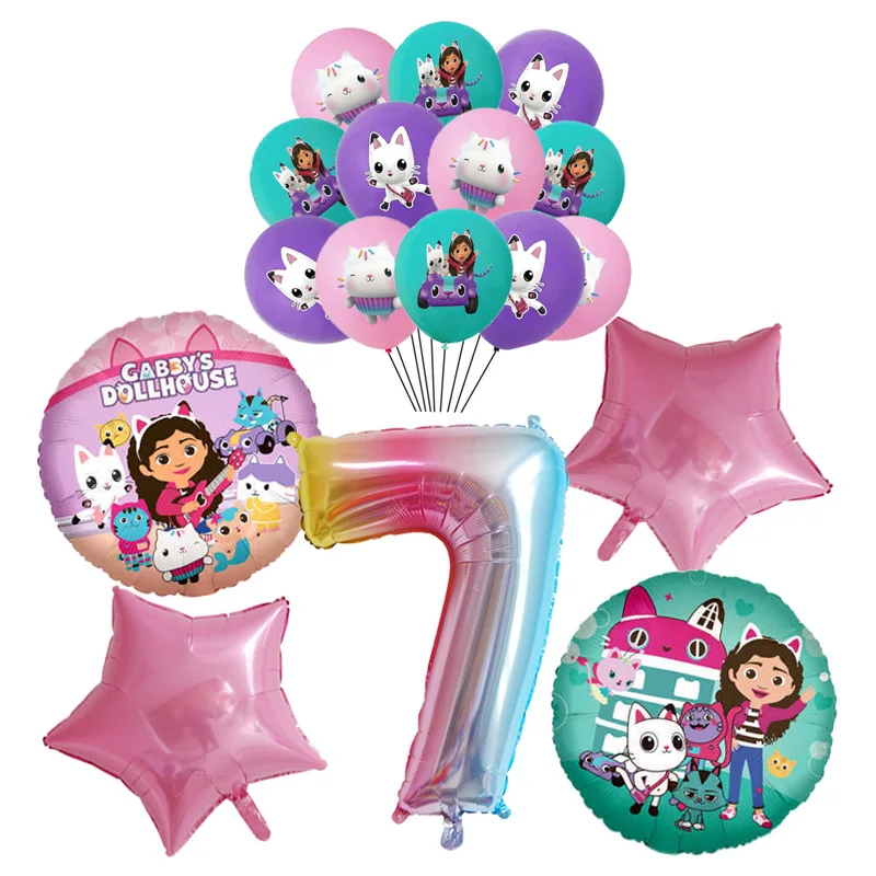 Gabby Puppenhaus Katzen Geburtstag Dekoration Ballon Einweggeschirr Katzenballons Kinder Gabby Puppenhaus Figuren Partyzubehör