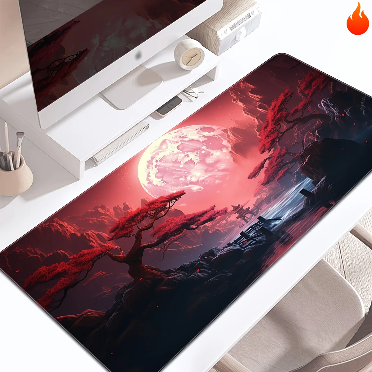

Red full moon landscape design Mouse Pad Desk mat High quality material gaming mat Natural rubber base suitable for office game