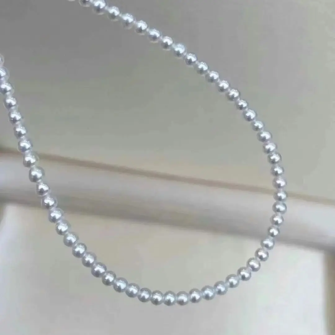 New Tech Artificial Crystal Pearls (Not natural pearls) Japan Akoya Pearls Necklaces 3mm/4mm/2.5mm