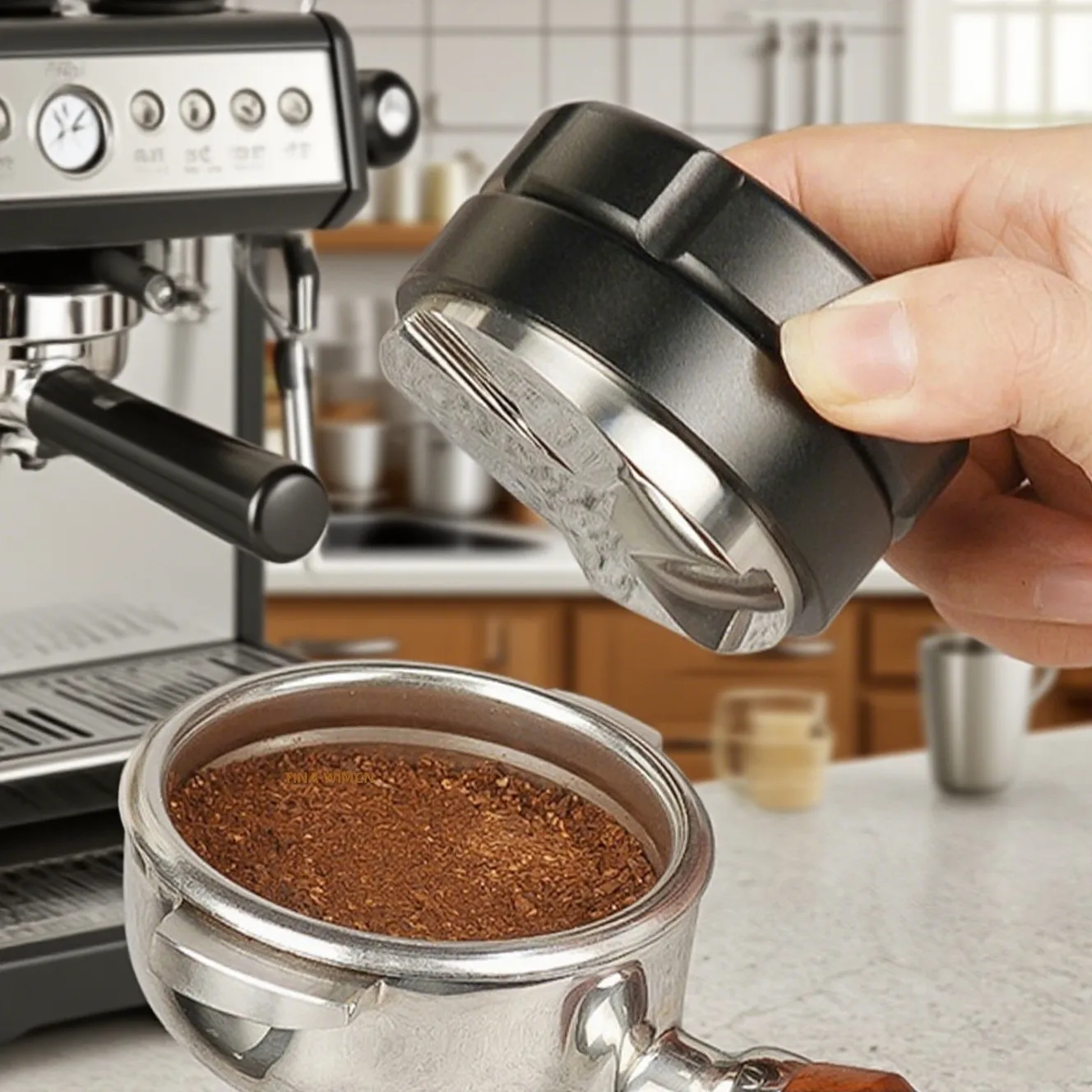 Walnut Coffee Tamper Coffee Press Powder Hammer Distribution Leveler Tool 3 Angled Slopes Espresso Cafe Accessories Barista Tool