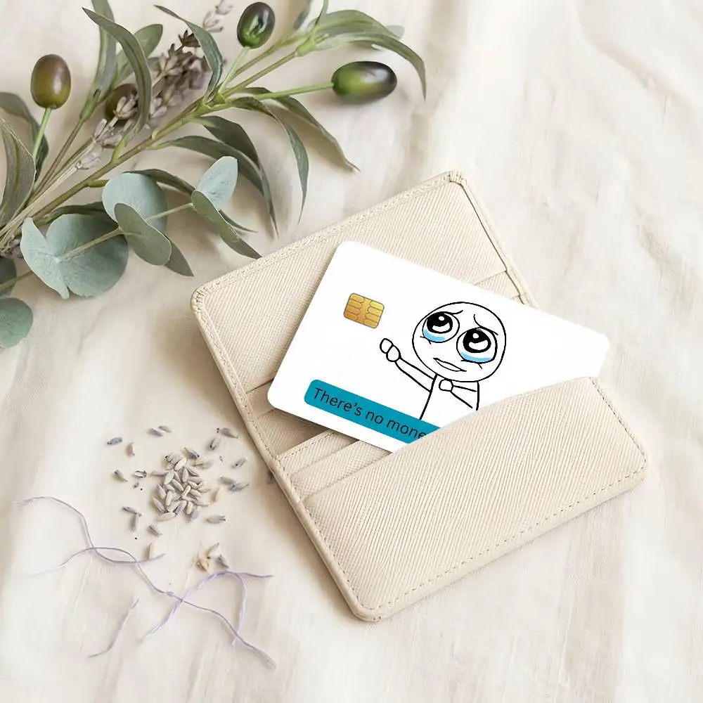 There's No Money In My Card Credit Card Sticker Waterproof Anti-Scratch 4PCS Bank Debit Traffic Cover Decoration