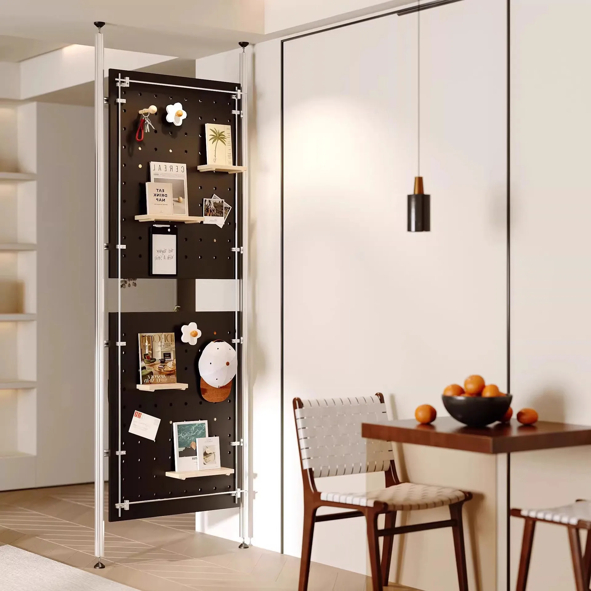 Aluminum profile perforated panel partition ceiling standing without punching hole living room display storage pendant rack crea