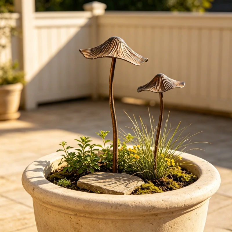 Halloween Decoration Retro Metal Rusty Mushroom Garden Decoration Set, Outdoor Rusty Mushroom Plaque,For Lawn, Garden Decoration