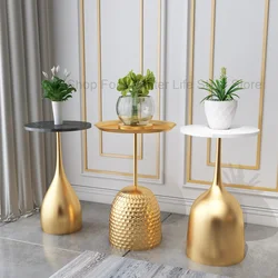 القهوة الجداول Luxury Creative Small Coffee Table Living Room Sofa Round Table Side Table Bedside Marble Corner Table Nano Gold