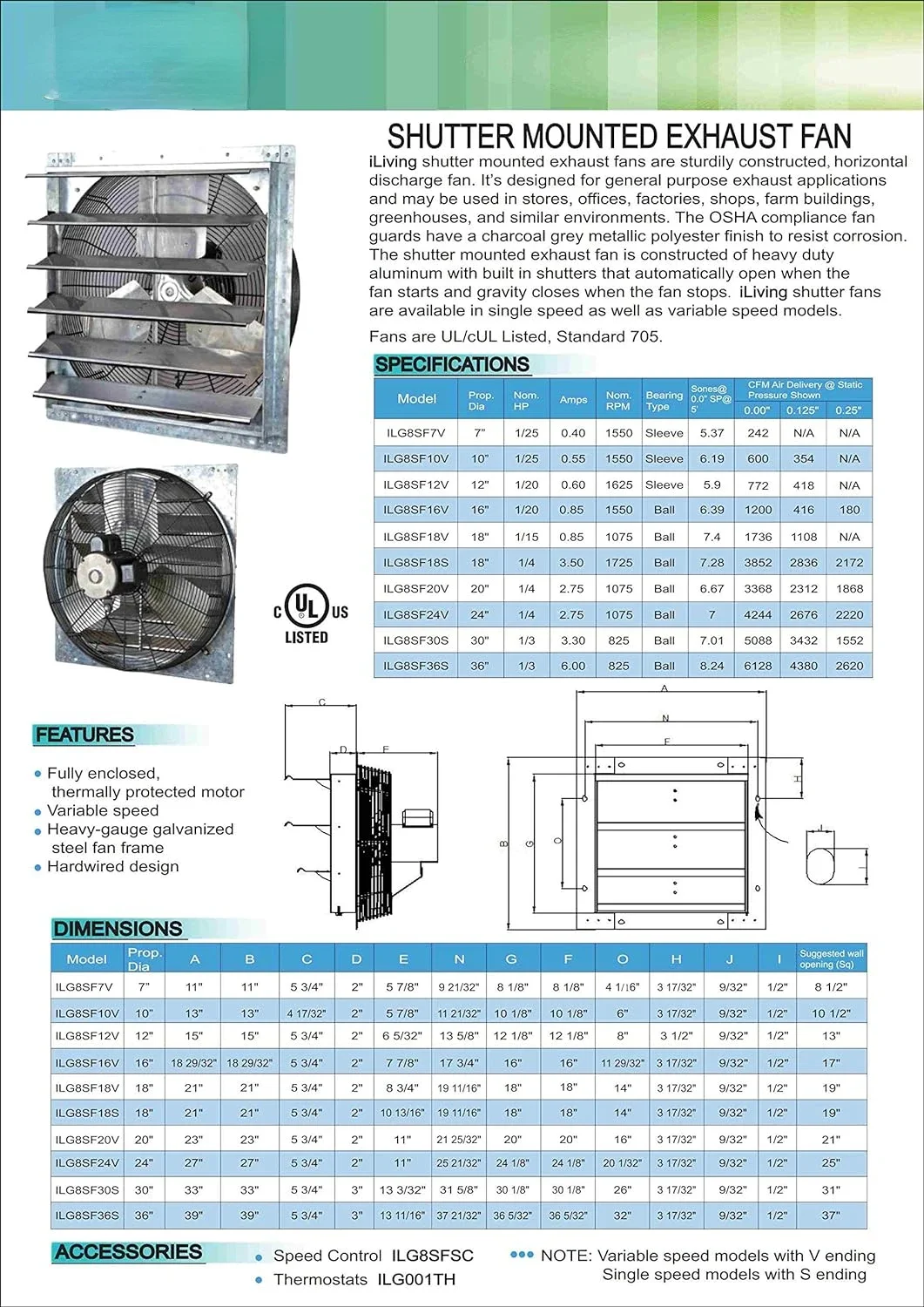 36 "Wand-Abluft ventilator-automatischer Verschluss-Single-Speed-Entlüftung ventilator für Dachboden-, Schuppen-oder Garagen lüftung zu Hause