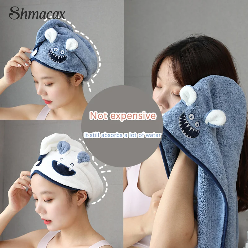 Women Soft Microfiber Towels Shower Cap Towel Bath Hats For Women Dry Hair Cap Quick Drying Soft For Lady Turban Head Girl Towel