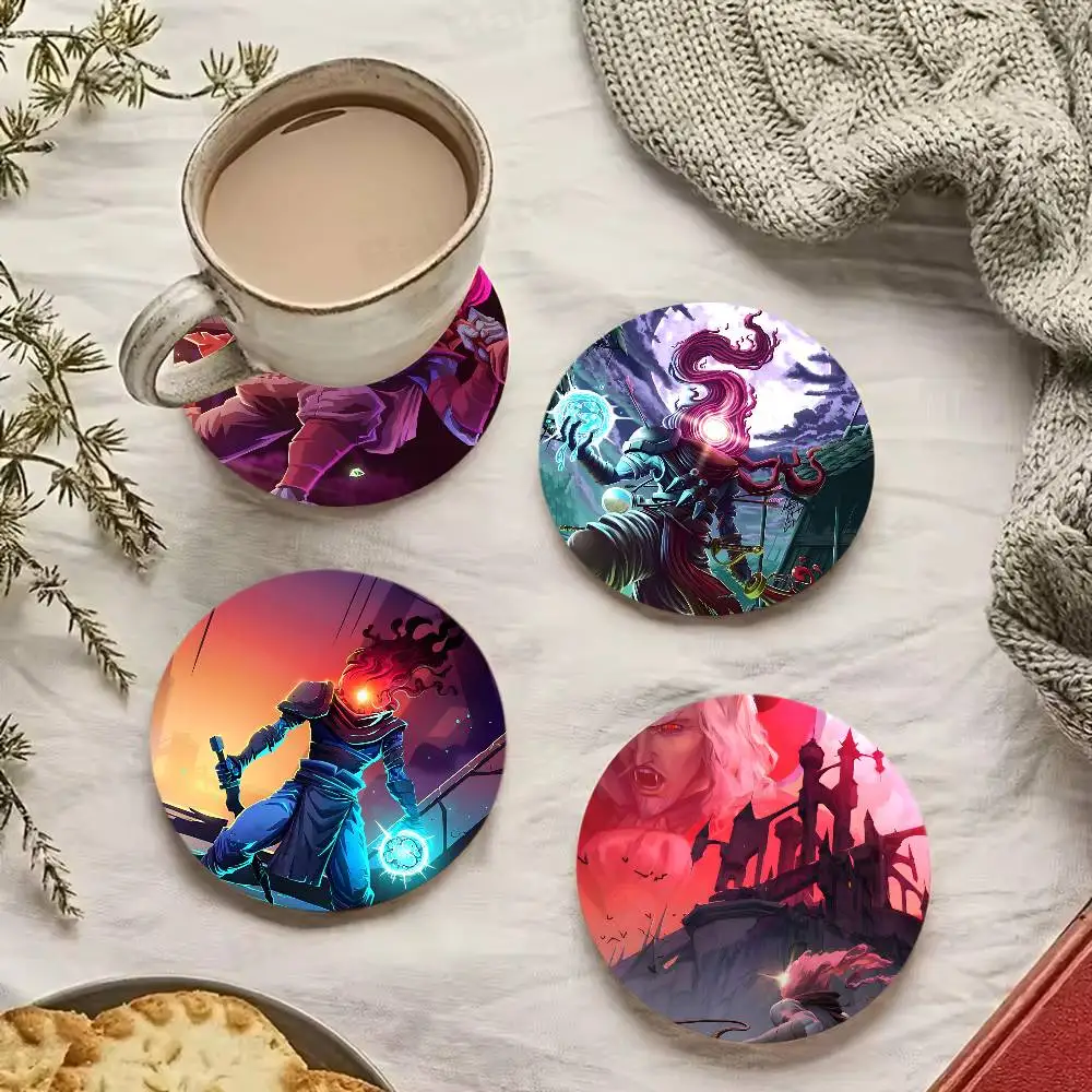 Dead Cells Wood Coasters Colorful Round Coaster Non-slip Heat Insulation Coffee Mats Home Accessories Kitchen